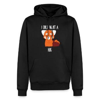 Panda Rouge - Ours Chat - Calin - Câlin - Sweat à capuche Premium bio Homme - noir - Devant - Nico (187cm)