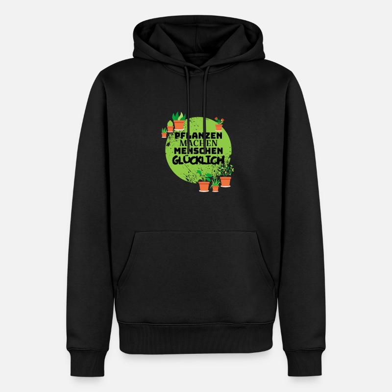 Pflanzen machen glücklich - Männer Premium Bio Hoodie - Schwarz