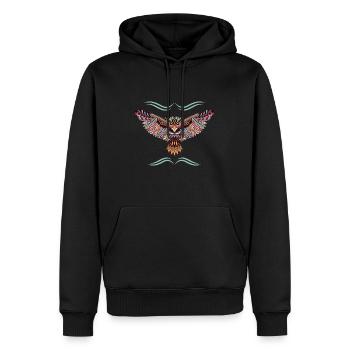 Indianische Mosaik Eule Raubvogel Geschenk - Männer Premium Bio Hoodie - Schwarz - Vorne - Nico (187cm)