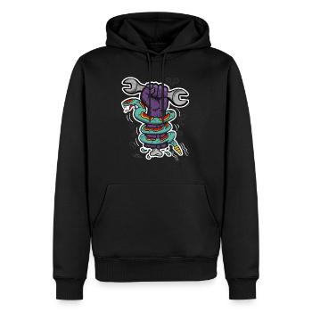zombie garage - Sweat à capuche Premium bio Homme - noir - Devant - Nico (187cm)