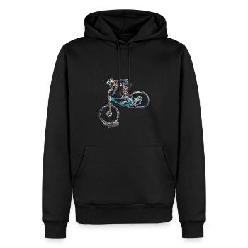 vtt mtb downhill - Sweat à capuche Premium bio Homme - noir - Devant - Nico (187cm)