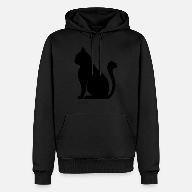 silhouette de chat - Sweat à capuche Premium bio Homme - noir