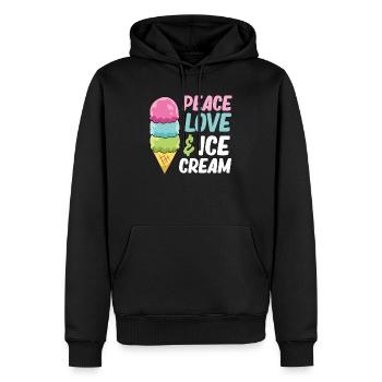 Crème glacée d’été Enfants Peace Love et crème glacée - Sweat à capuche Premium bio Homme - noir - Devant - Nico (187cm)