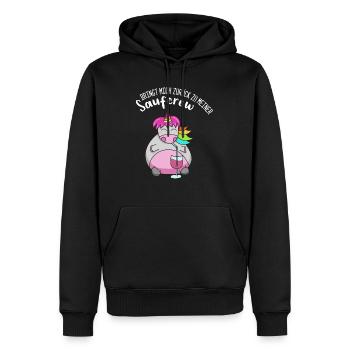 Saufcrew lustiger Spruch trinkendes Einhorn Wein - Männer Premium Bio Hoodie - Schwarz - Vorne - Nico (187cm)
