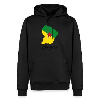 Carte Drapeau Gwiyann Cadeau la Guyane - Sweat à capuche Premium bio Homme - noir - Devant - Nico (187cm)