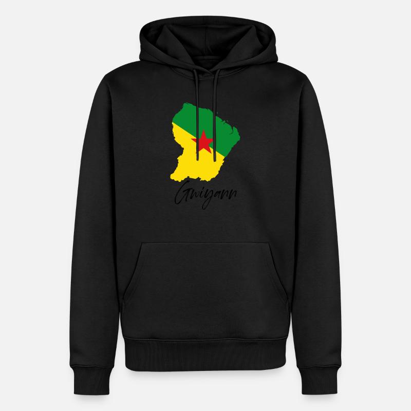 Carte Drapeau Gwiyann Cadeau la Guyane - Sweat à capuche Premium bio Homme - noir