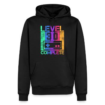 Cadeau d'anniversaire complet de niveau 30 pour 1991 - Sweat à capuche Premium bio Homme - noir - Devant - Nico (187cm)