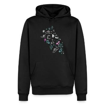Schuhe, Zeichnung, Stern, Herz, illu, skizze,sketc - Männer Premium Bio Hoodie - Schwarz - Vorne - Nico (187cm)