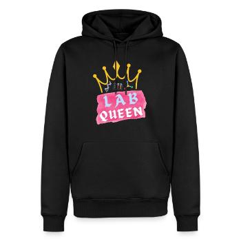 LAB QUEEN - #LABLIFE - LABORATORY QUEEN - Männer Premium Bio Hoodie - Schwarz - Vorne - Nico (187cm)