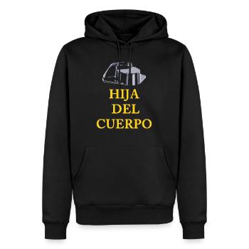HIJA DEL CUERPO - Männer Premium Bio Hoodie - Schwarz - Vorne - Nico (187cm)