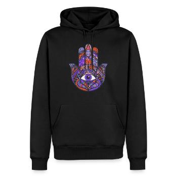 Glücks-Träger Khamsa Hand der Fatima oder Myriam - Männer Premium Bio Hoodie - Schwarz - Vorne - Nico (187cm)