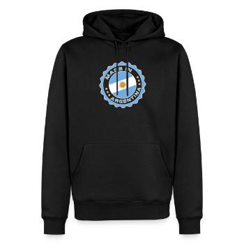 Made in ARGENTINA Modernes Siegel ARGENTINIEN Flagge - Männer Premium Bio Hoodie - Schwarz - Vorne - Nico (187cm)