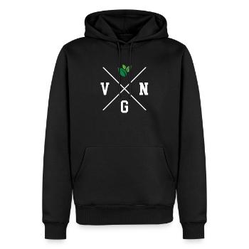 Vegan VGN | Veganer - Männer Premium Bio Hoodie - Schwarz - Vorne - Nico (187cm)