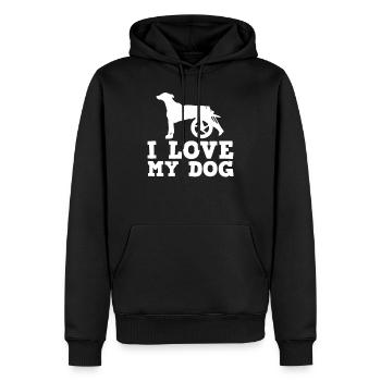 Aimer mon chien Handicap appréciation citation cadeaux | - Sweat à capuche Premium bio Homme - noir - Devant - Nico (187cm)