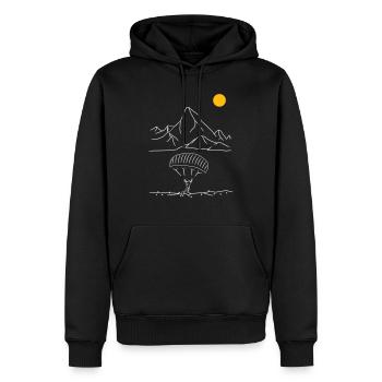 Gleitschirmflieger in den Alpen Vektor - Männer Premium Bio Hoodie - Schwarz - Vorne - Nico (187cm)
