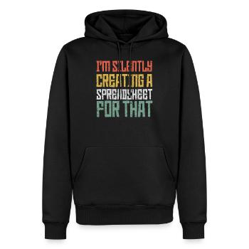 Feuille de calcul de la base de données de statistiques vintage humoristiques - Sweat à capuche Premium bio Homme - noir - Devant - Nico (187cm)