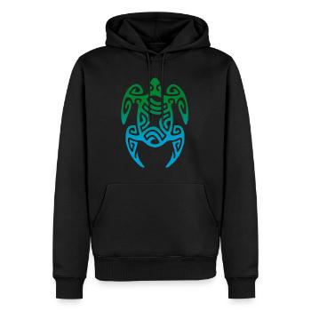 TORTUE (TAHITI) - collection tribale - Sweat à capuche Premium bio Homme - noir - Devant - Nico (187cm)