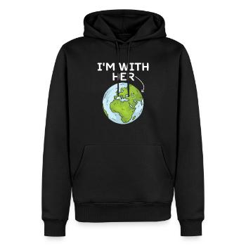 I'm With Her Earth Environment Awareness Earth Day - Sweat à capuche Premium bio Homme - noir - Devant - Nico (187cm)