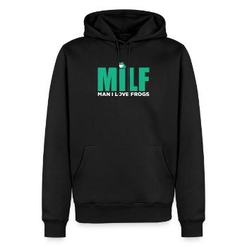 Homme J’aime Grenouilles Grenouille Amour Drôle - Sweat à capuche Premium bio Homme - noir - Devant - Nico (187cm)