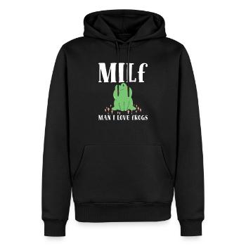 Homme J’aime Grenouilles Grenouille Amour Drôle - Sweat à capuche Premium bio Homme - noir - Devant - Nico (187cm)