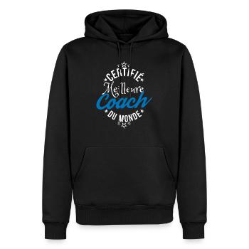 certifié meilleur coach cadeau humour super coach - Sweat à capuche Premium bio Homme - noir - Devant - Nico (187cm)