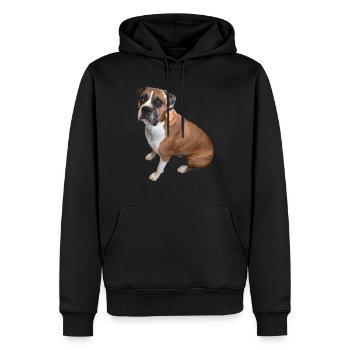 Boxer chien - Sweat à capuche Premium bio Homme - noir - Devant - Nico (187cm)