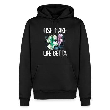 Fish Make Life Betta Siamese Fighting Fish - Sweat à capuche Premium bio Homme - noir - Devant - Nico (187cm)