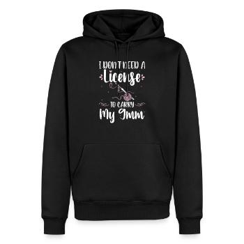 I Don't Need A License To Carry My 9mm Funny - Männer Premium Bio Hoodie - Schwarz - Vorne - Nico (187cm)