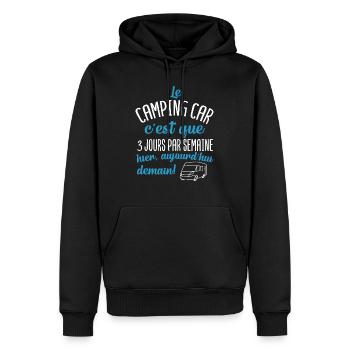 Camping car 3 jours par semaine - Sweat à capuche Premium bio Homme - noir - Devant - Nico (187cm)