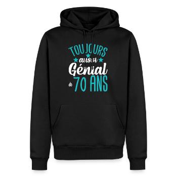 Toujours aussi génial 70 ans cadeau homme humour - Sweat à capuche Premium bio Homme - noir - Devant - Nico (187cm)