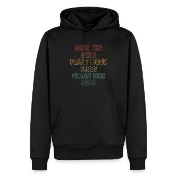 Save The Bees Plant More Trees Clean Seas - Sweat à capuche Premium bio Homme - noir - Devant - Nico (187cm)