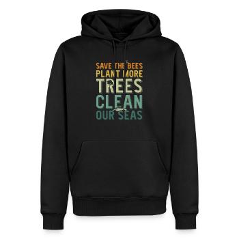 Save The Bees Plant More Trees Clean Seas - Sweat à capuche Premium bio Homme - noir - Devant - Nico (187cm)