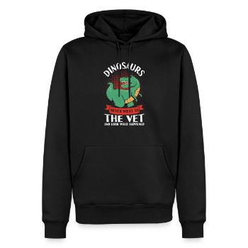 Dinosaurs Never Went To The Tierarzt - Männer Premium Bio Hoodie - Schwarz - Vorne - Nico (187cm)