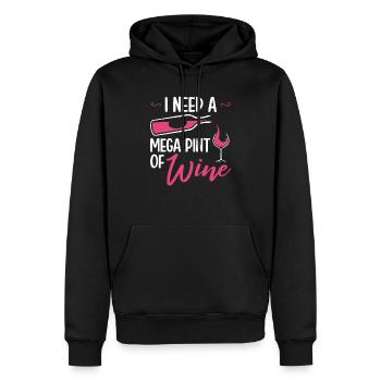 I Need A Mega Pint Funny Sarcastic Wine Drinking - Sweat à capuche Premium bio Homme - noir - Devant - Nico (187cm)