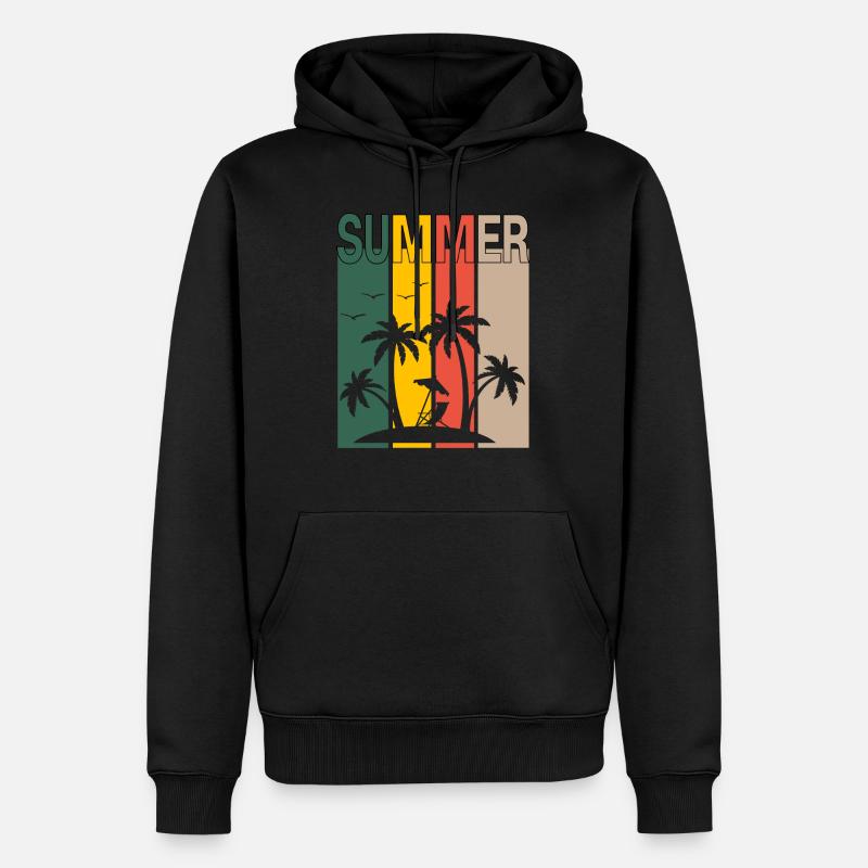 Plage d’été - Sweat à capuche Premium bio Homme - noir