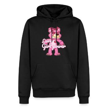 Vêtements femme girl power - Sweat à capuche Premium bio Homme - noir - Devant - Nico (187cm)