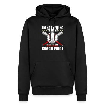 Humorvoll Das ist meine Baseball-Trainer-Stimme - Männer Premium Bio Hoodie - Schwarz - Vorne - Nico (187cm)