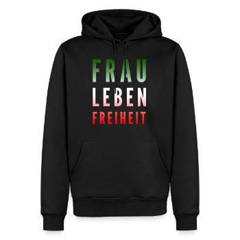 Frau Leben Freiheit Iran - Männer Premium Bio Hoodie - Schwarz - Vorne - Nico (187cm)