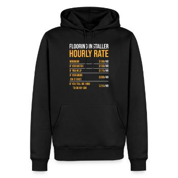 Humorous Flooring Installer Hourly Rate Builder - Men’s Premium Organic Hoodie - black - Front - Nico (187cm)