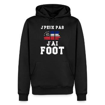 Je peux pas j'ai foot cadeau humour homme football - Sweat à capuche Premium bio Homme - noir - Devant - Nico (187cm)