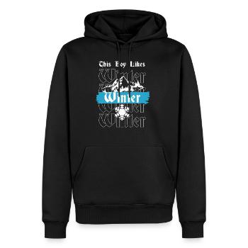 Un garçon aime l'hiver, des journées d'hiver - Sweat à capuche Premium bio Homme - noir - Devant - Nico (187cm)
