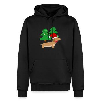 Drôle mignon Teckel de Noël Teckel Gesch de Noël - Sweat à capuche Premium bio Homme - noir - Devant - Nico (187cm)
