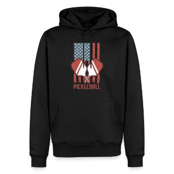Vintage Pickleballs Spieler verzweifelt - Männer Premium Bio Hoodie - Schwarz - Vorne - Nico (187cm)