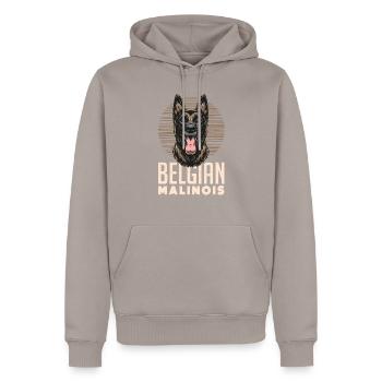 Vintage Belgische Malinois Enthusiasten Doggy - Männer Premium Bio Hoodie - Taupe - Vorne - Nico (187cm)