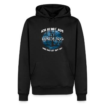 Lüneburg - Männer Premium Bio Hoodie - Schwarz - Vorne - Nico (187cm)