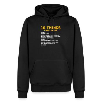 Moquerie humoristique des passionnés d’automobiles - Sweat à capuche Premium bio Homme - noir - Devant - Nico (187cm)