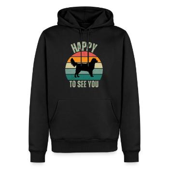 HEUREUX DE VOUS VOIR - Sweat à capuche Premium bio Homme - noir - Devant - Nico (187cm)