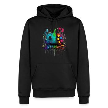 Neon Gaming Controller / Kontroller - Männer Premium Bio Hoodie - Schwarz - Vorne - Nico (187cm)
