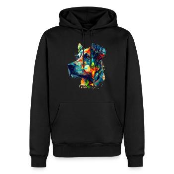 Dogue Allemand en tant qu’œuvre d’art coloré et coloré - Sweat à capuche Premium bio Homme - noir - Devant - Nico (187cm)