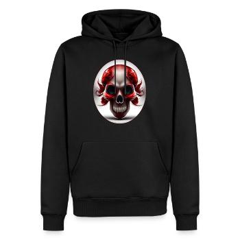 Darkside Design - Schädel Kunst 3 - Männer Premium Bio Hoodie - Schwarz - Vorne - Nico (187cm)